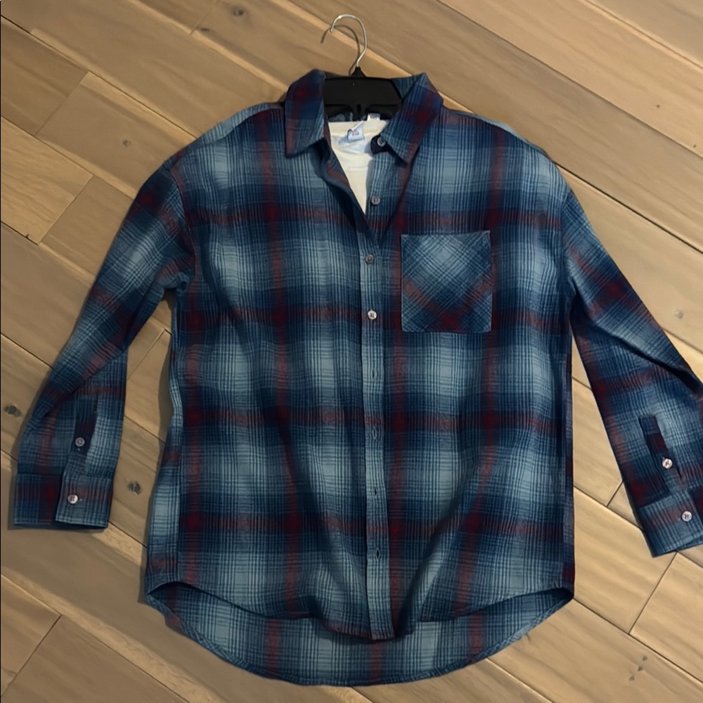 Women’s Nordstrom BP brand Plaid Blue and Red Shirt, oversized fit, size XS